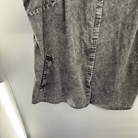 Joan Rivers 3X Black Acid Wash Denim Button Front Shirt Jacket‎ Oversized - Picture 3 of 5